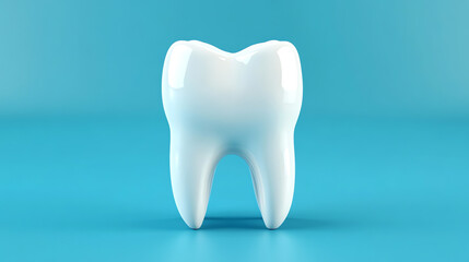 Classic tooth model on turquoise for dental anatomy concept
