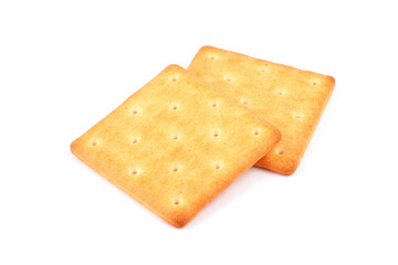 two crackers on a white background