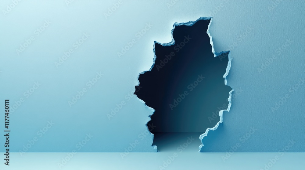 Poster abstract representation of server not found error with cracked blue wall and empty copy space for te