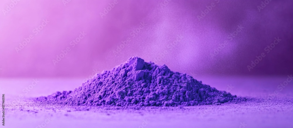 Canvas Prints vivid ultraviolet powder texture with a large empty space for text, softly illuminated against a blu