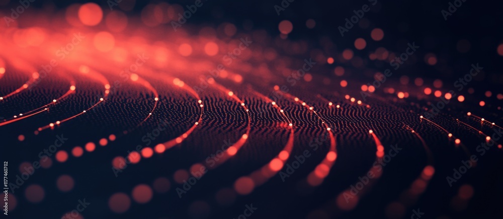 Poster abstract wireless internet connectivity concept with red and black vibration patterns and ample spac