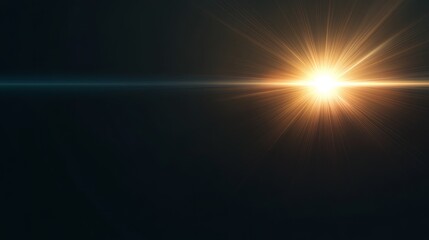 Fototapeta premium Radiant Blue Lens Flare on Black Background - Photorealistic Visual Element with Crisp Outline