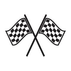 Two crossed checkered flags silhouette. Racing flag vector. Perfect for sports and finish line designs.