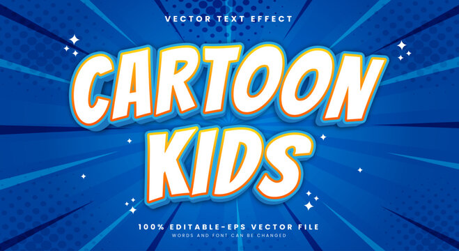 Cartoon kids 3d editable text effect Template