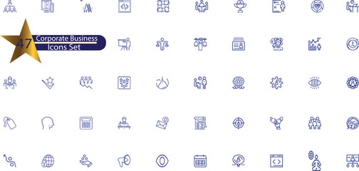  icons related to business process, team work and human resource