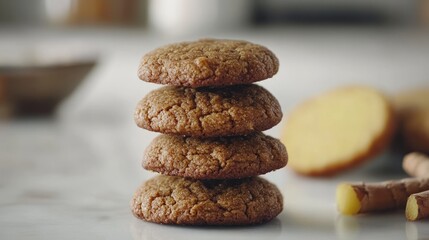 Triple-Ginger Rye Cookies With Copy Space 