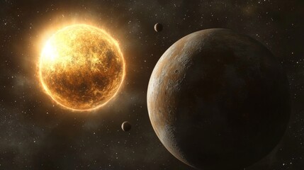 Obraz premium Planet Orbit Visualization Stellar Event in Deep Space Cosmic Environment Vibrant Viewpoint