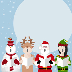 Christmas characters singing poster with room for text