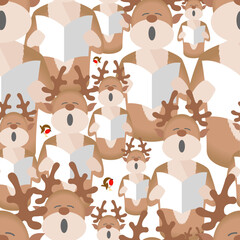 singing reindeer seamless pattern background