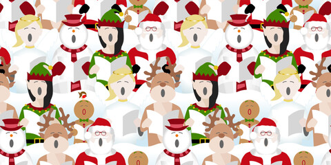 seamless Christmas characters repeat pattern