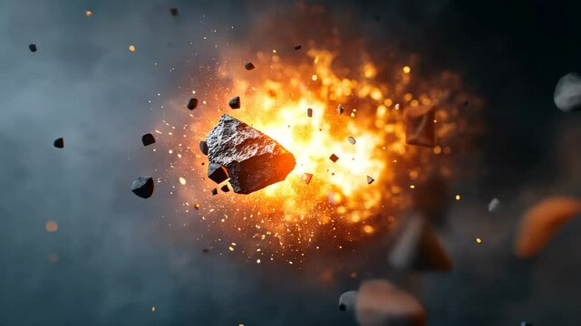 Explosive rock fragmentation in a dramatic environment captures the power of nature and energy