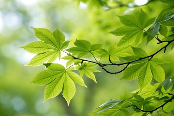 Close-Up of Green Leaves on a Branch