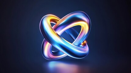 Naklejka premium A vibrant, abstract 3D design with intertwined shapes and colors.