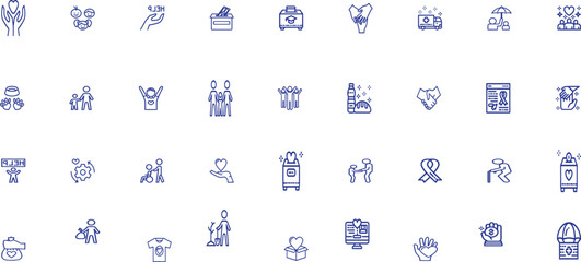 Friendship and love line icons. Interaction, Mutual understanding and assistance business.