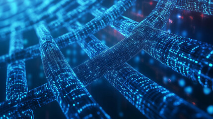 Digital lattice structure showcasing interconnected data streams in a futuristic network
