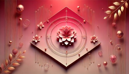 Obraz premium decorative background, minimalist design, in red and white tones, Valentine's Day, created with A.I GENERATIVE