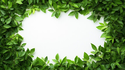 Lush green leaves border a blank space, perfect for text or design.