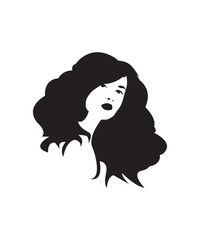 silhouette of a girl with hair on white background