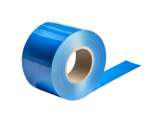 Blue Adhesive Tape Roll with Liner on Clear Background