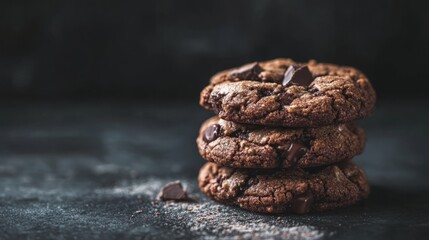 Triple Chocolate Peppermint Cookies With Copy Space