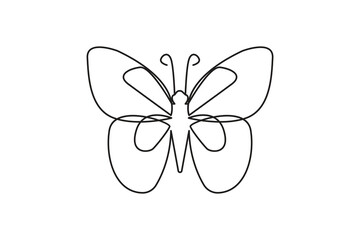 Continuous line drawing of beautiful butterfly outline vector Illustration
