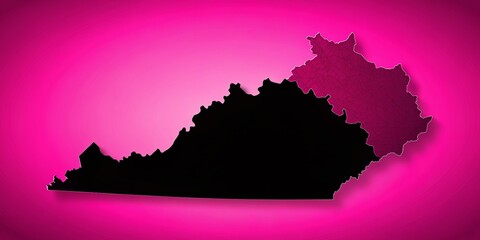Kentucky State Map Silhouette, Fuchsia Pink Background - High-Resolution PNG Image