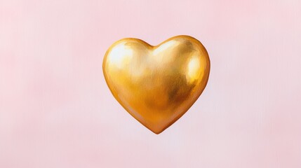 Fototapeta premium Golden heart symbolizing love and affection digital art soft pink background conceptual design