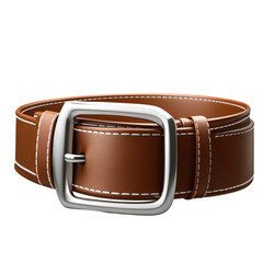 Brown Leather Belt with Silver Buckle Fashion Accessory