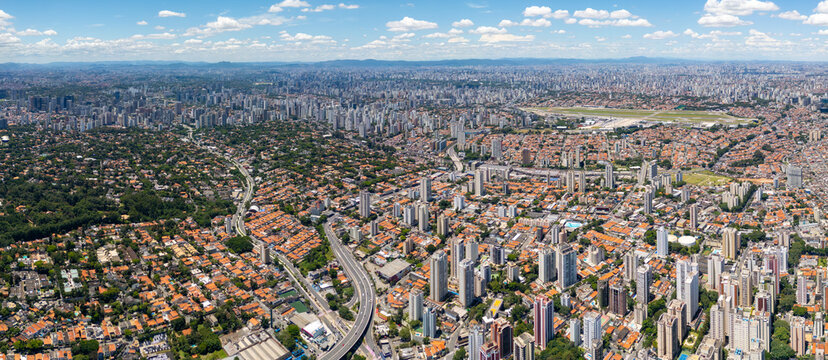 Cityscape S&atilde;o Paulo Brazil global south skyline  congonhas airport in the background