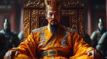 Qing Dynasty Emperor Presides over the Forbidden City from His Gilded Throne
