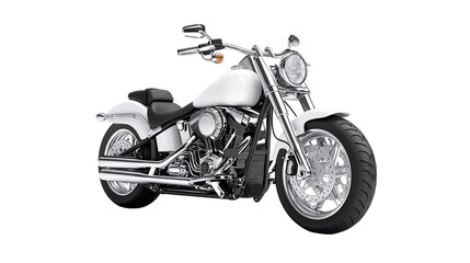 Obraz premium Chrome Motorcycle Studio Shot, Gleaming White Bike