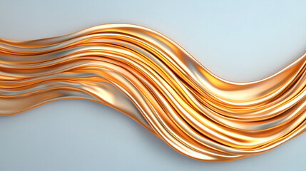 Abstract gold wave flowing on white background.