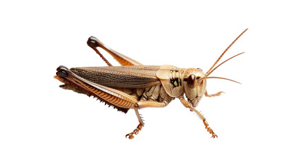 Fototapeta premium Closeup Studio Shot of a Brown Grasshopper Insect