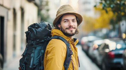 Fototapeta premium City streets adventure daytime lifestyle of an explorer