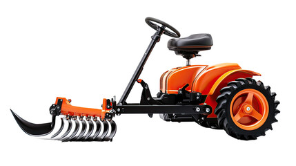 Compact Agricultural Tractor with Rotary Plow Attachment