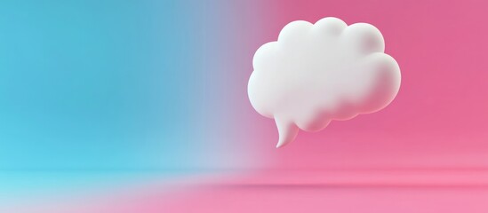 Obraz premium Colorful Chat Bubble Speech Cloud Graphic with Blue and Pink Background Featuring Ample Copyspace for Text Message Display.