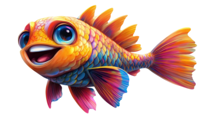 Colorful Siamese fighting fish swimming isolated on white background in a tropical underwater scene