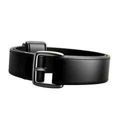 Elegant Black Leather Belt with Silver Buckle Closeup
