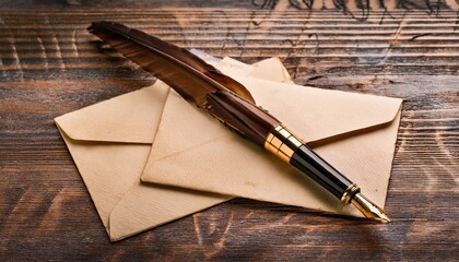 Letters and fountain pen. Generated image