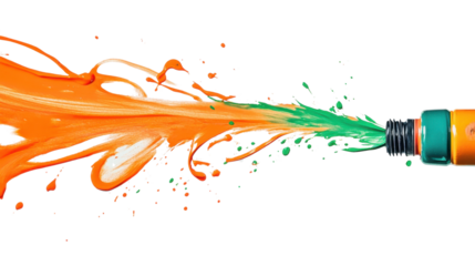 Colorful paint splashes on white background with vibrant stains and artistic splatters in various shades