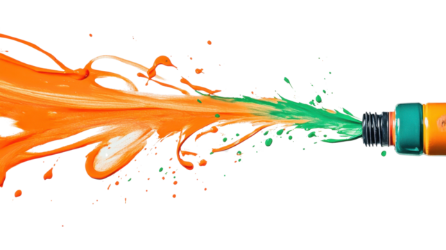 Colorful paint splashes on white background with vibrant stains and artistic splatters in various shades