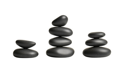 Fototapeta premium Zen stones stacked for balance and relaxation on a white background