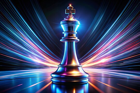 Long Exposure Photo of 3D Animated Chess King - Business Strategy Concept
