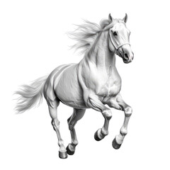 Obraz premium Elegant White Stallion in Dynamic Leap, Artistic Rendering