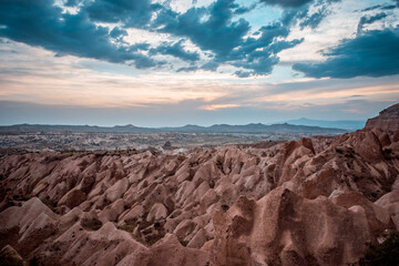 Eroded Rock Formations under Blue Sky