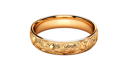 Exquisite Gold Ring with Floral Carving Detail