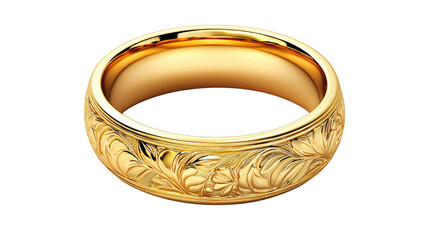 Exquisite Gold Ring with Floral Engraving Detail