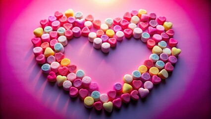 Obraz premium Long Exposure Pink Background Heart Candy Sweet Treats Valentine's Day Message