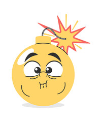 Cute comic bomb holding breath