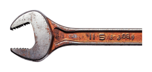 Adjustable wrench in high fidelity tool studio environment close-up industrial concept for diy enthusiasts isolated on transparent background